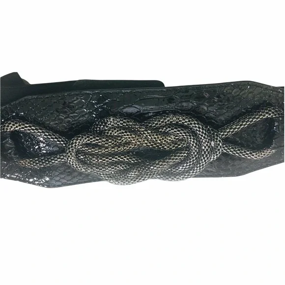 VINTAGE LEATHER BELT BLACK S/M - Picture 4 of 5